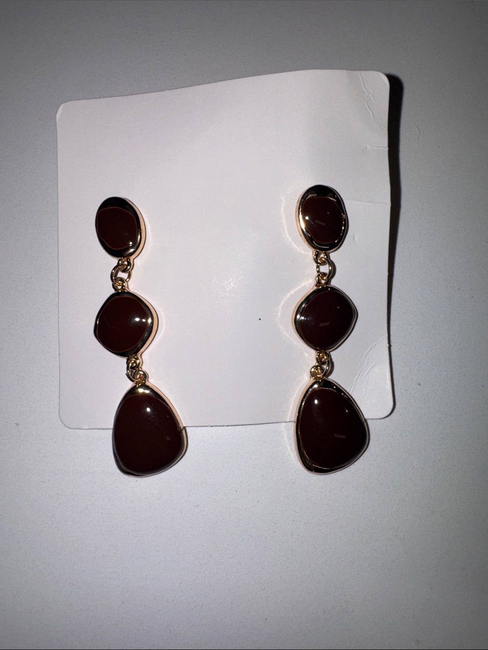 Gold-Tone Brown Dangle Earrings